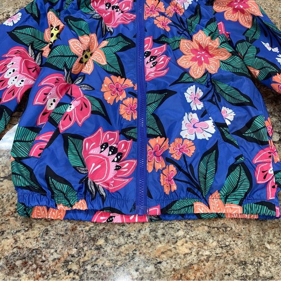Gymboree Size Large (10-12) Blue Zip-Up Windbreaker with Pink, Peach Flowers - Picture 7 of 14